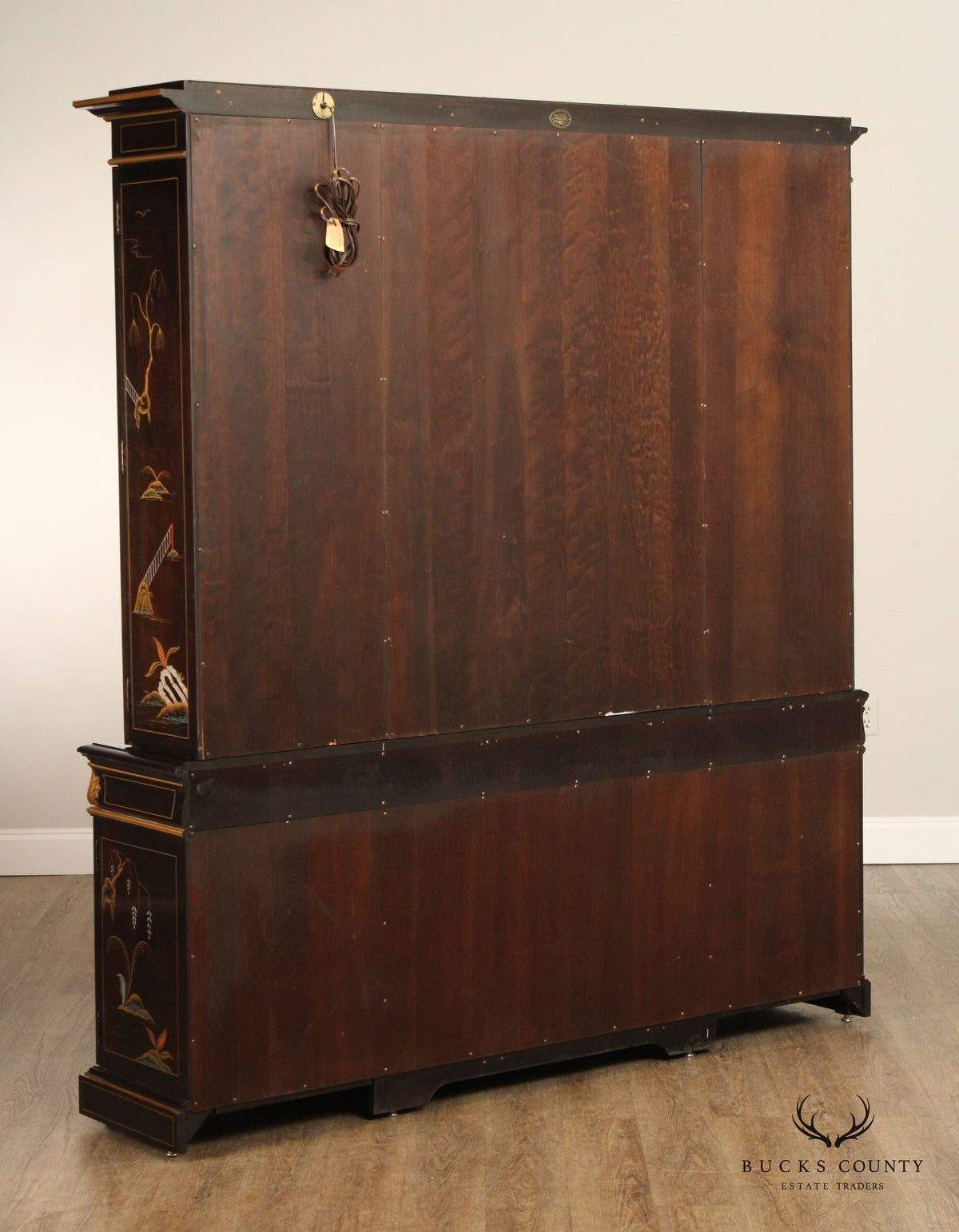 Karges Chinoiserie Decorated Breakfront China Display Cabinet