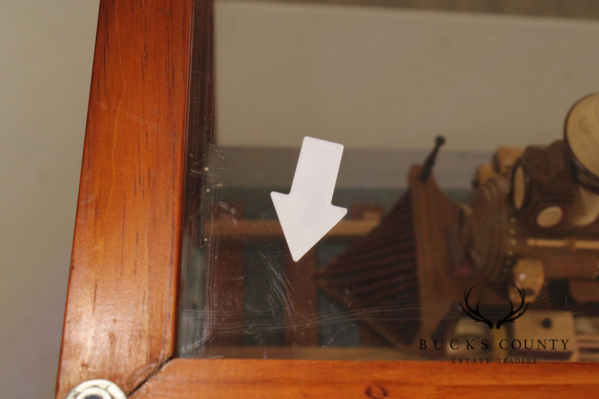 Philip Jacoby Carved Wood Model Train in Display Case