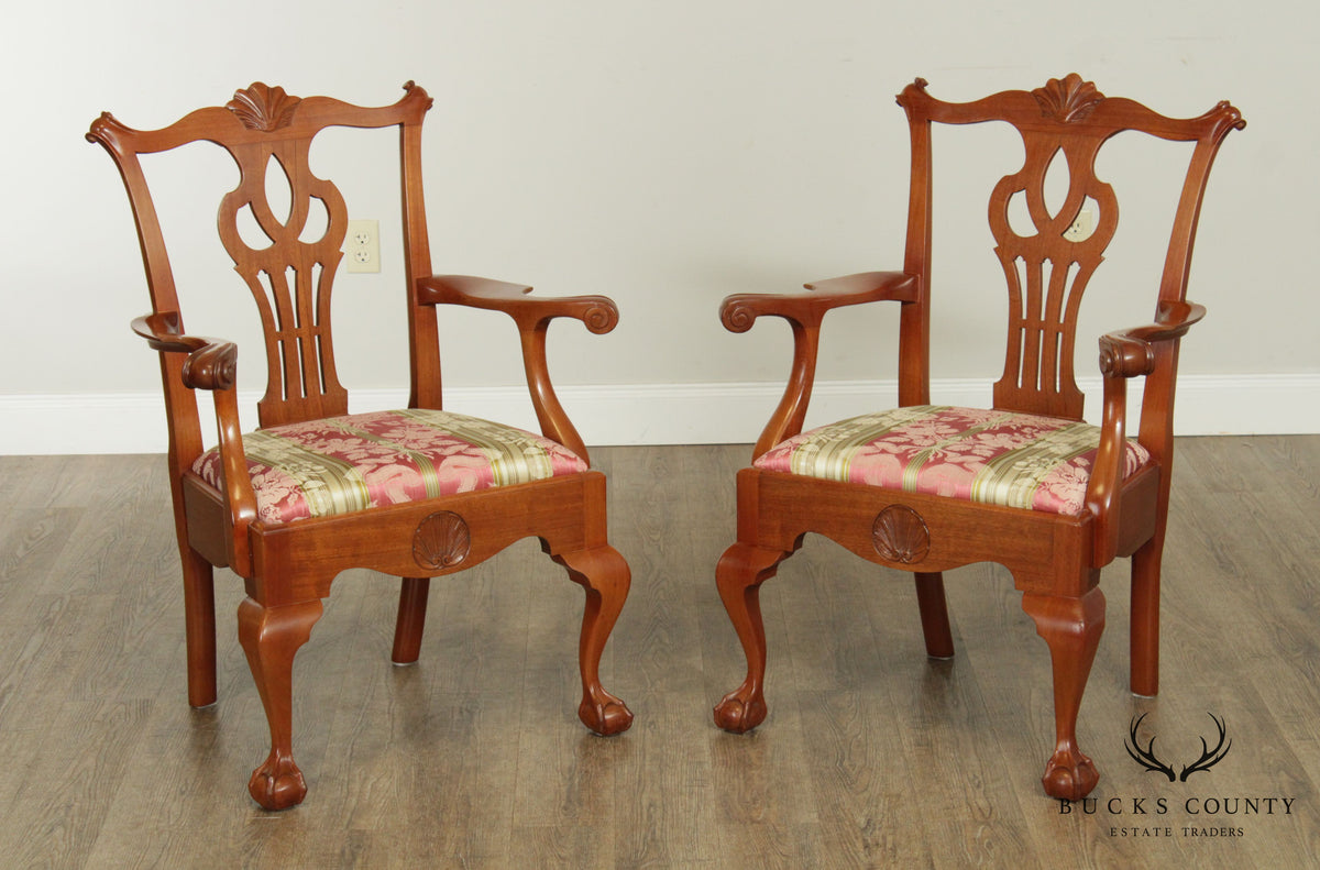 Chippendale Style Vintage Custom Crafted Pair Ball & Claw Armchairs