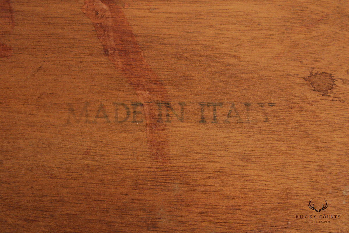 Italian Provincial Antique Walnut & Oyster Wood End Tables