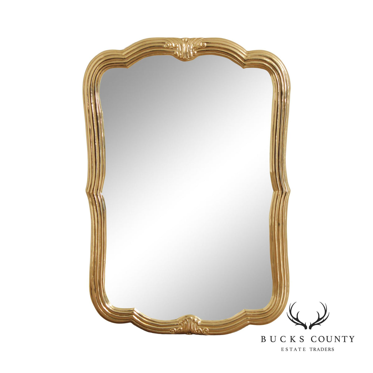 Decorative Crafts Inc. Hollywood Regency Lacquered Brass Wall Mirror