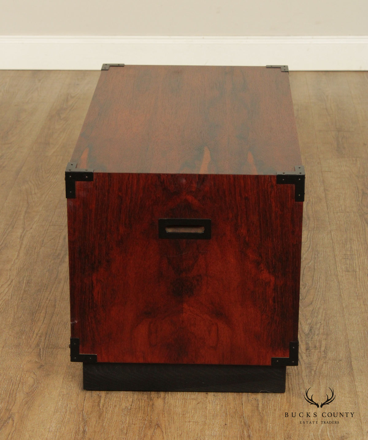Mid Century Campaign Style Two-Door Rosewood Cabinet