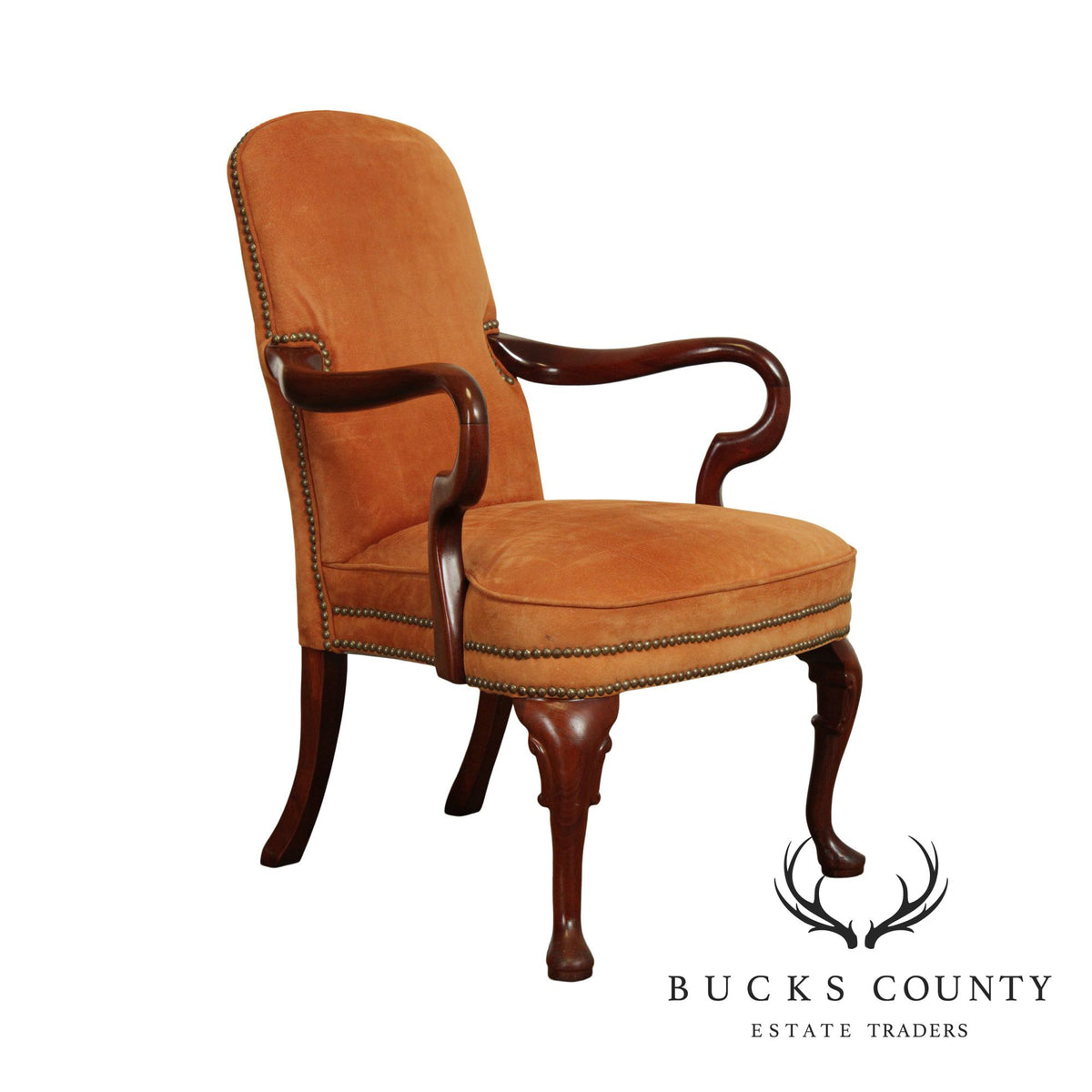 Queen Anne Style Mahogany Frame Armchair