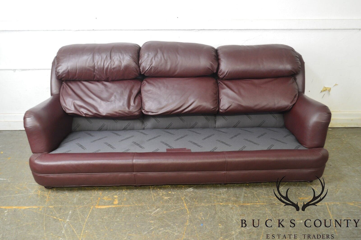 Classic Quality Leather Plum Sofa