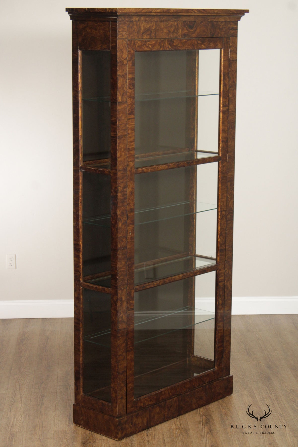 Grain Painted Illuminated Display Cabinet