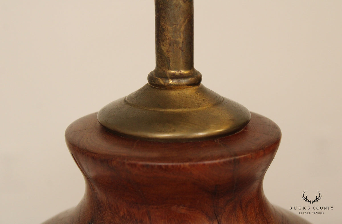 Mid Century Modern Burl Walnut Table Lamp