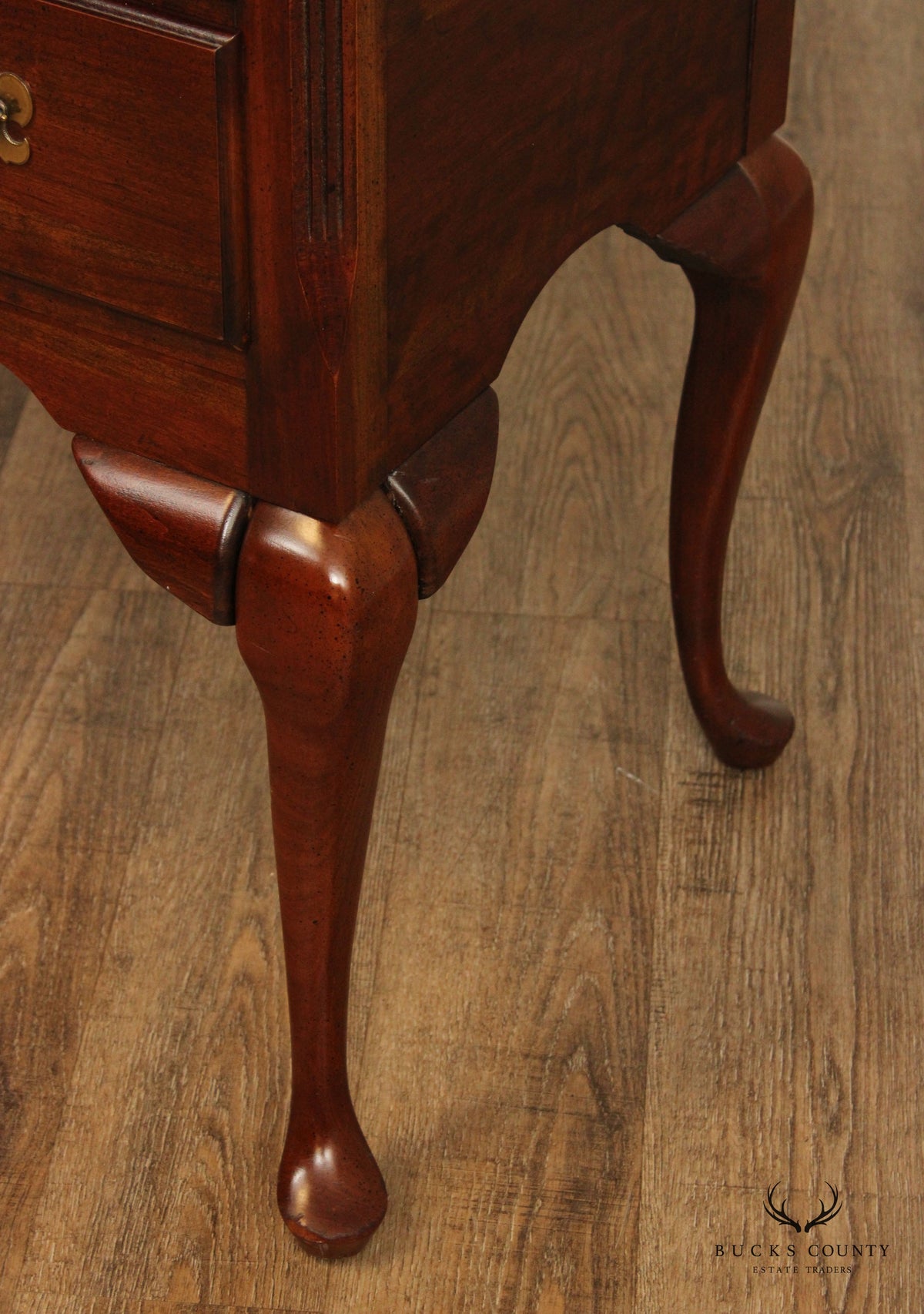 Crescent Queen Anne Style Carved Cherry Highboy Chest