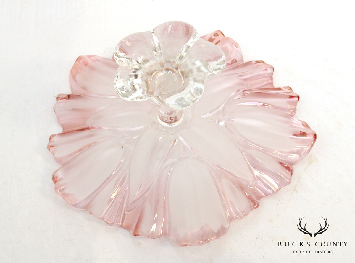 Vintage Petal Glass Pedestal Compote Dish