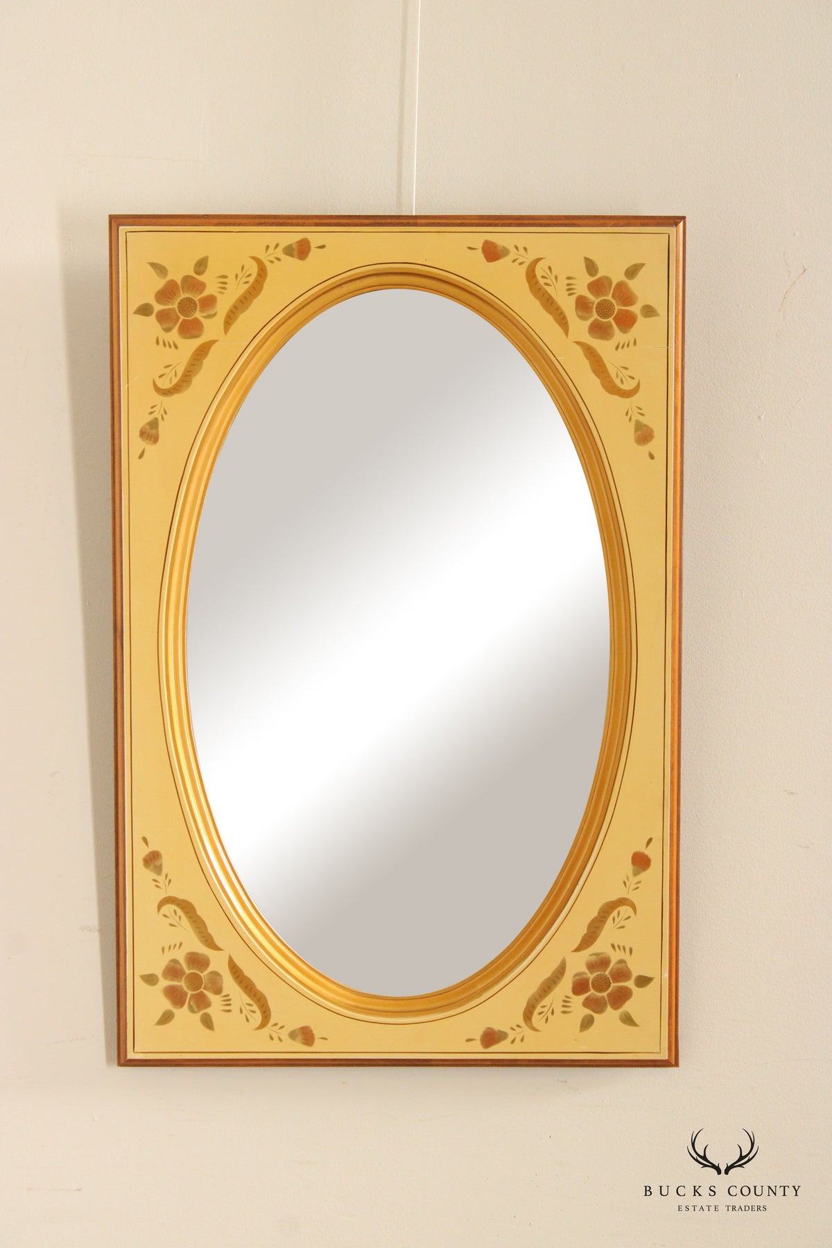 Ethan Allen Farmhouse Style Stencil-Painted Wall Mirror