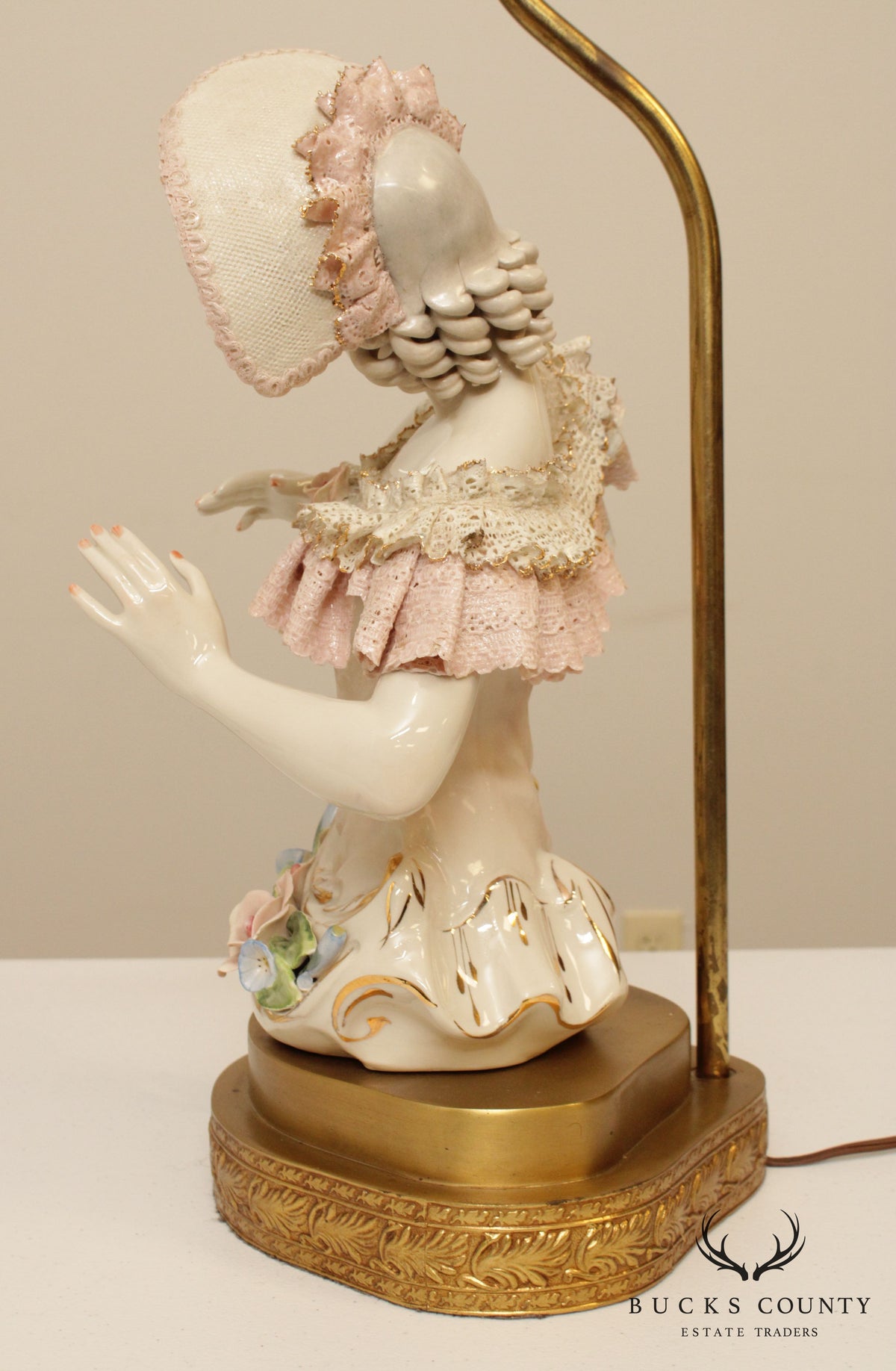 Vintage Pair Porcelain Figurine Table Lamps