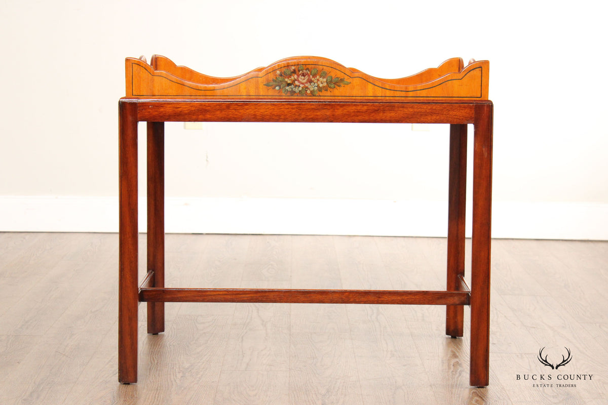 Edwardian Style Hand Painted Satinwood Tray Table