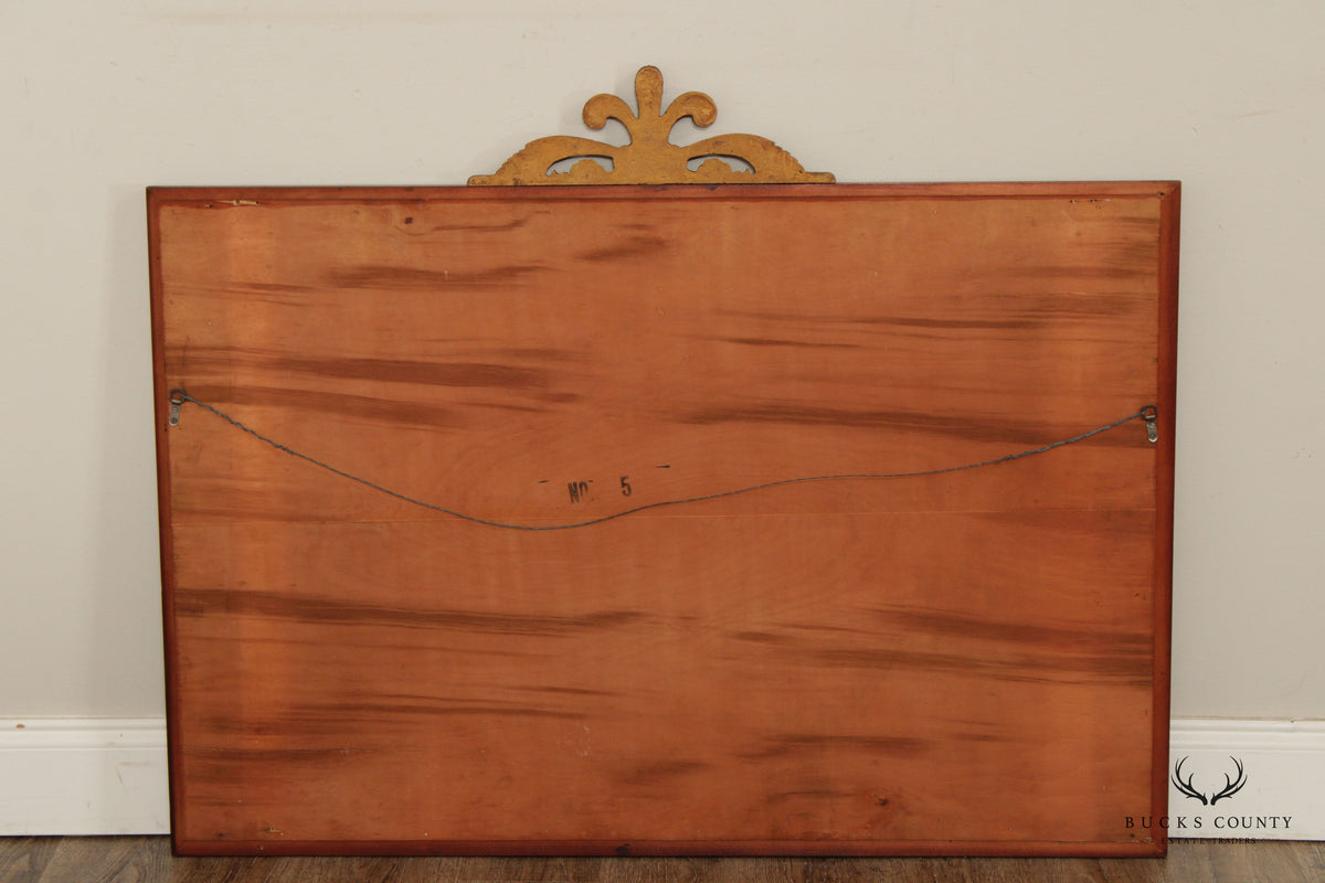 Neoclassical Style Partial Gilt Plume Carved Overmantel Wall Mirror
