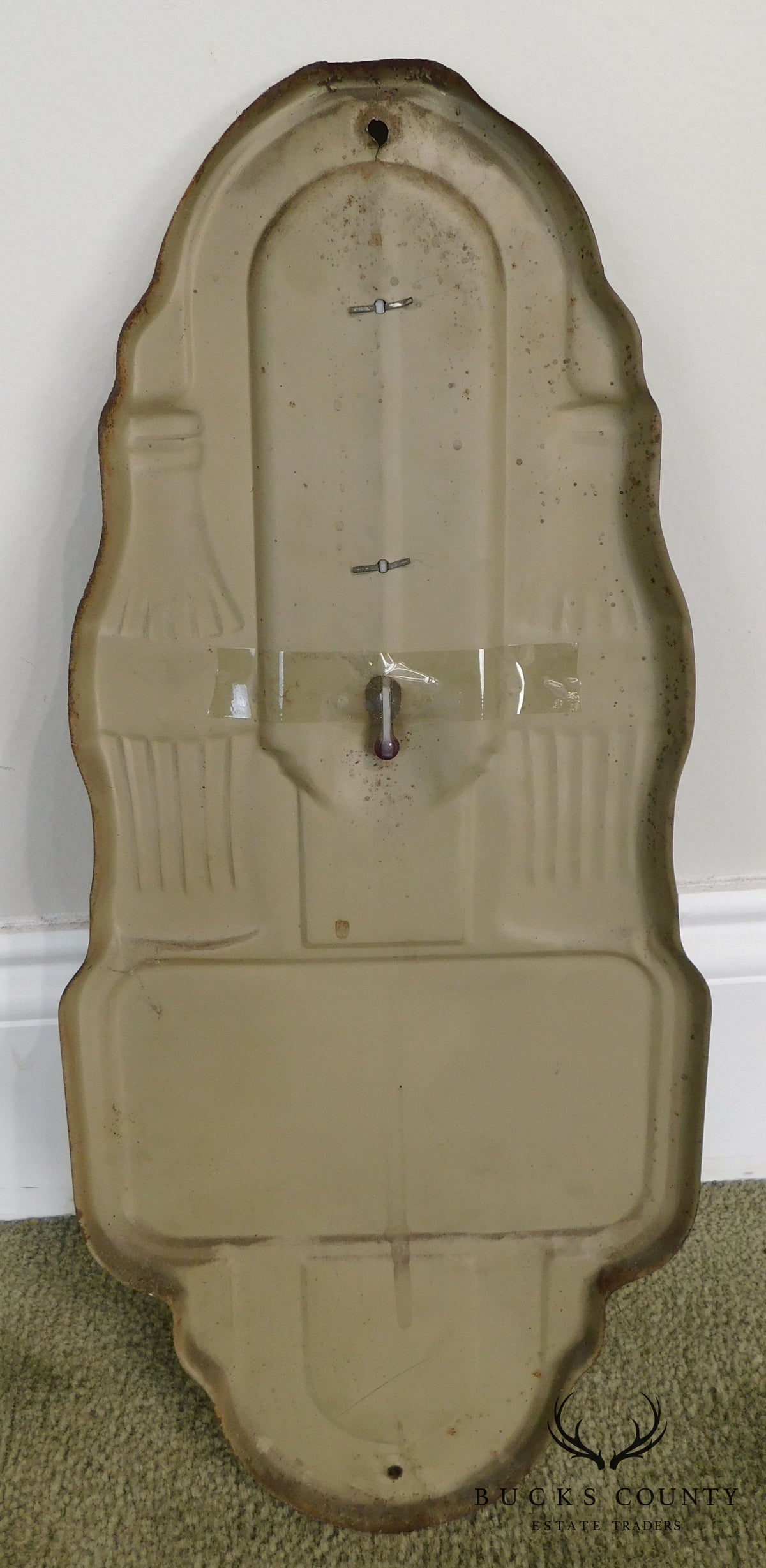 1940's Art Deco Vintage Coca Cola Embossed Tin Advertising Thermometer