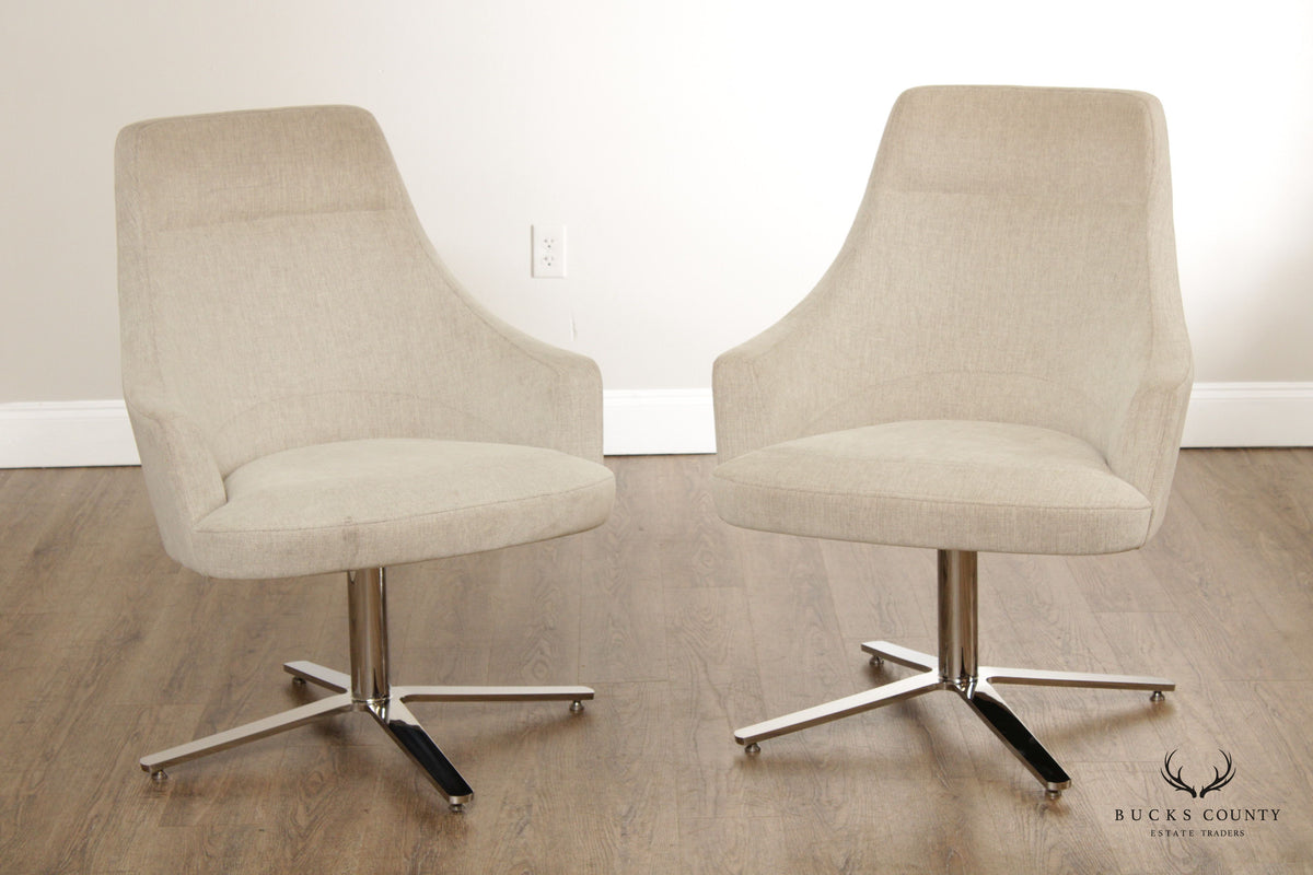 Cumberland Mid Century Modern Style Pair of Swivel Lounge Chairs