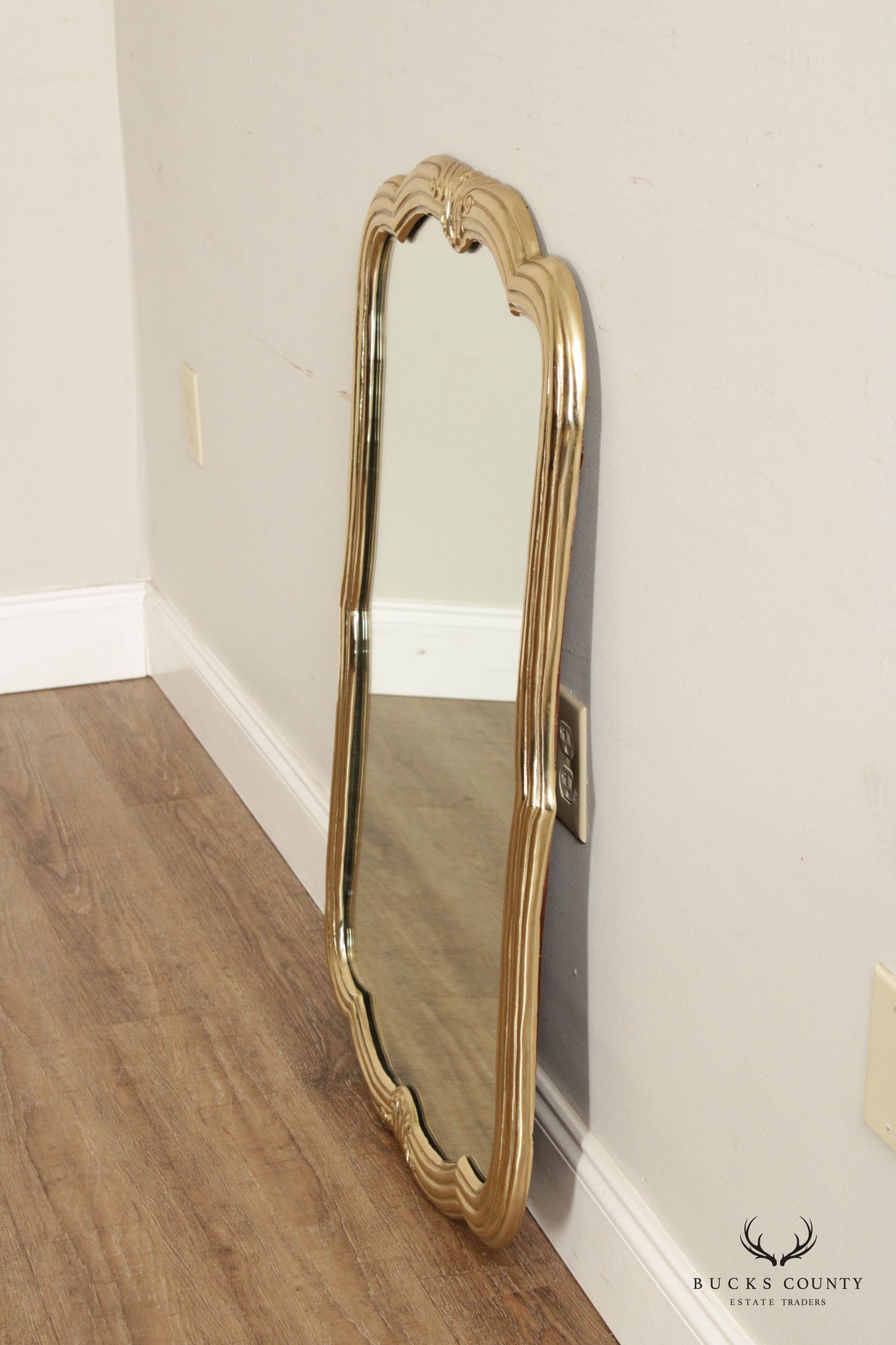 Decorative Crafts Inc. Hollywood Regency Lacquered Brass Wall Mirror
