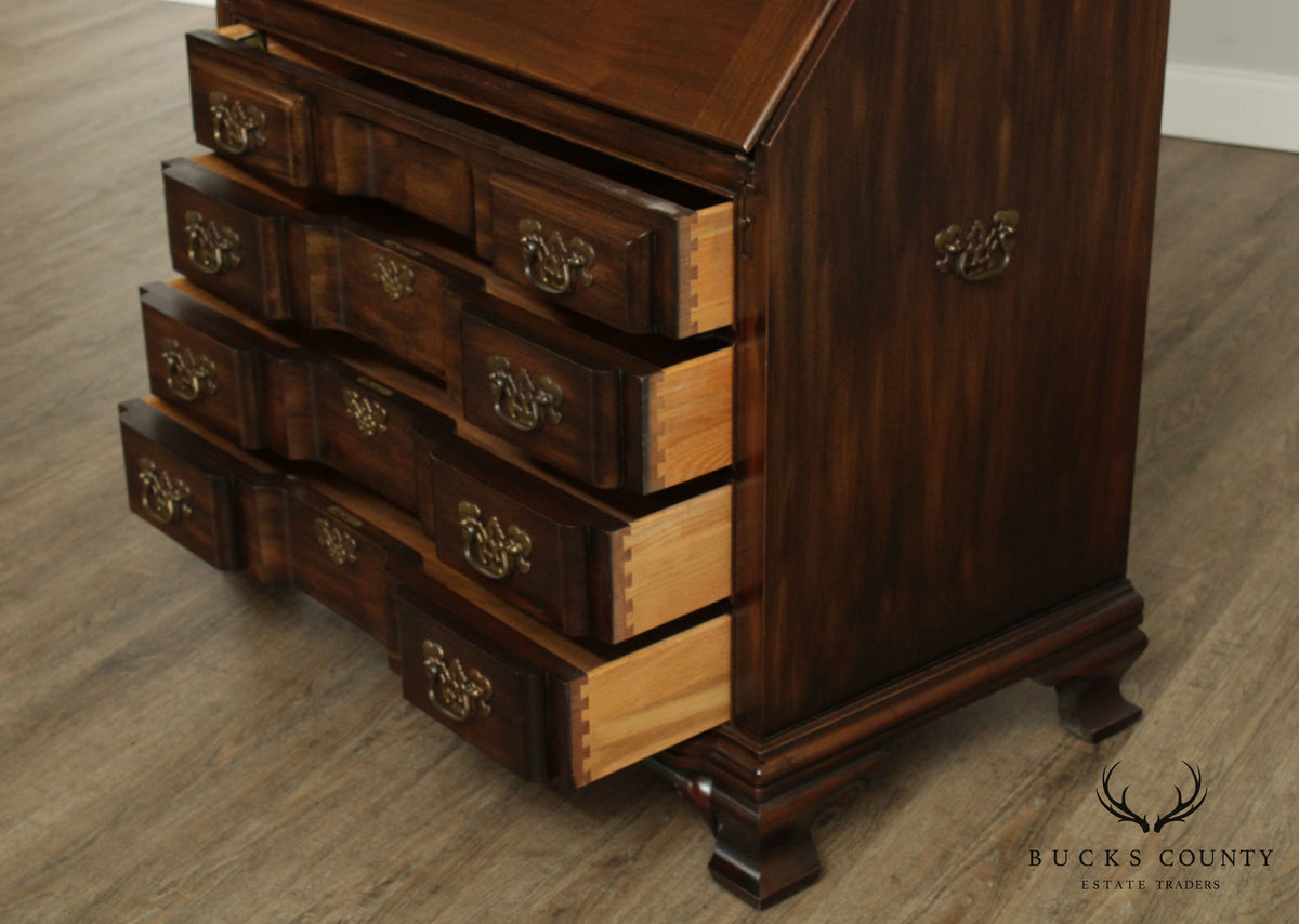 Maddox Chippendale Style Vintage Mahogany Block Front Secretary Desk