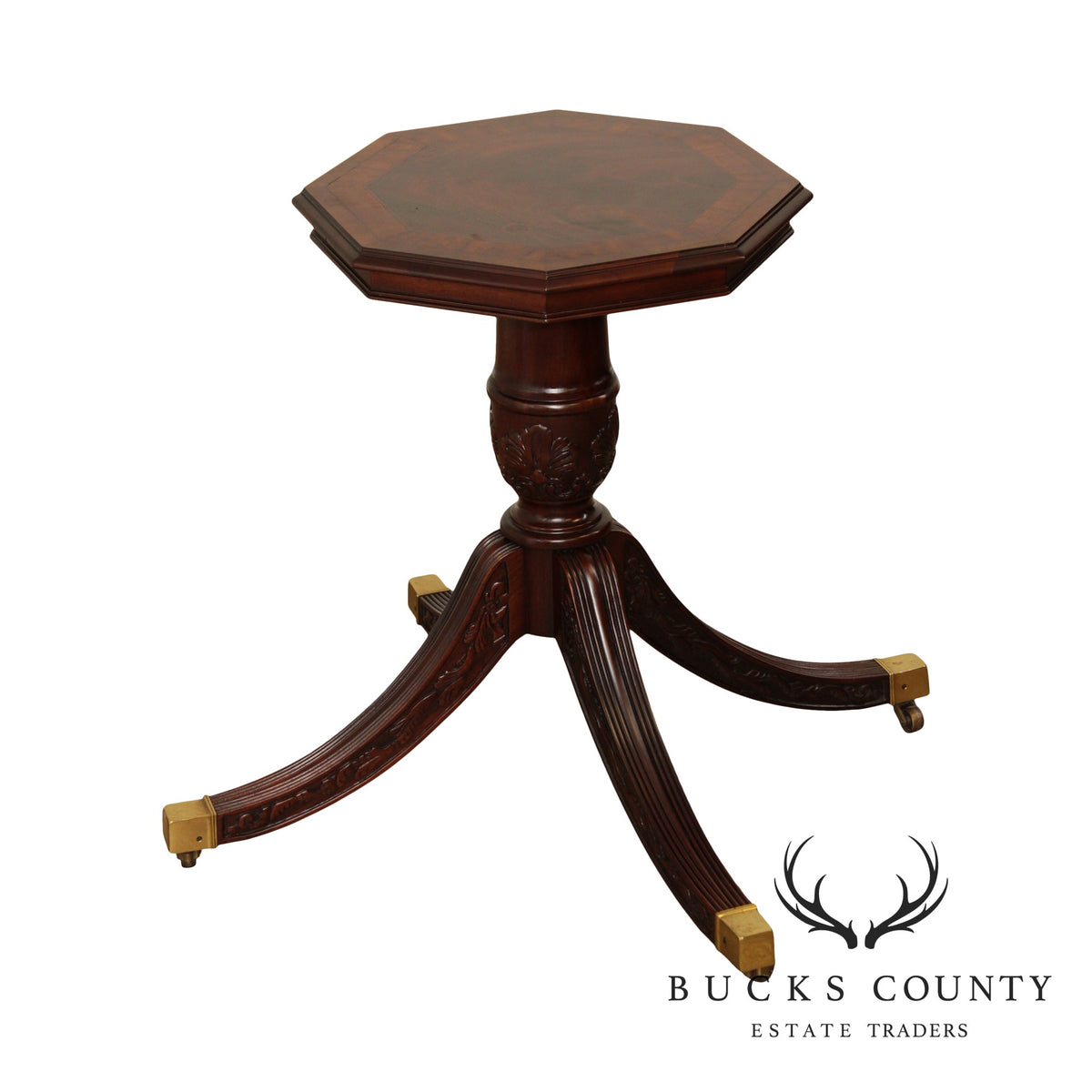 Georgian Style Banded Mahogany Octagonal Table Base
