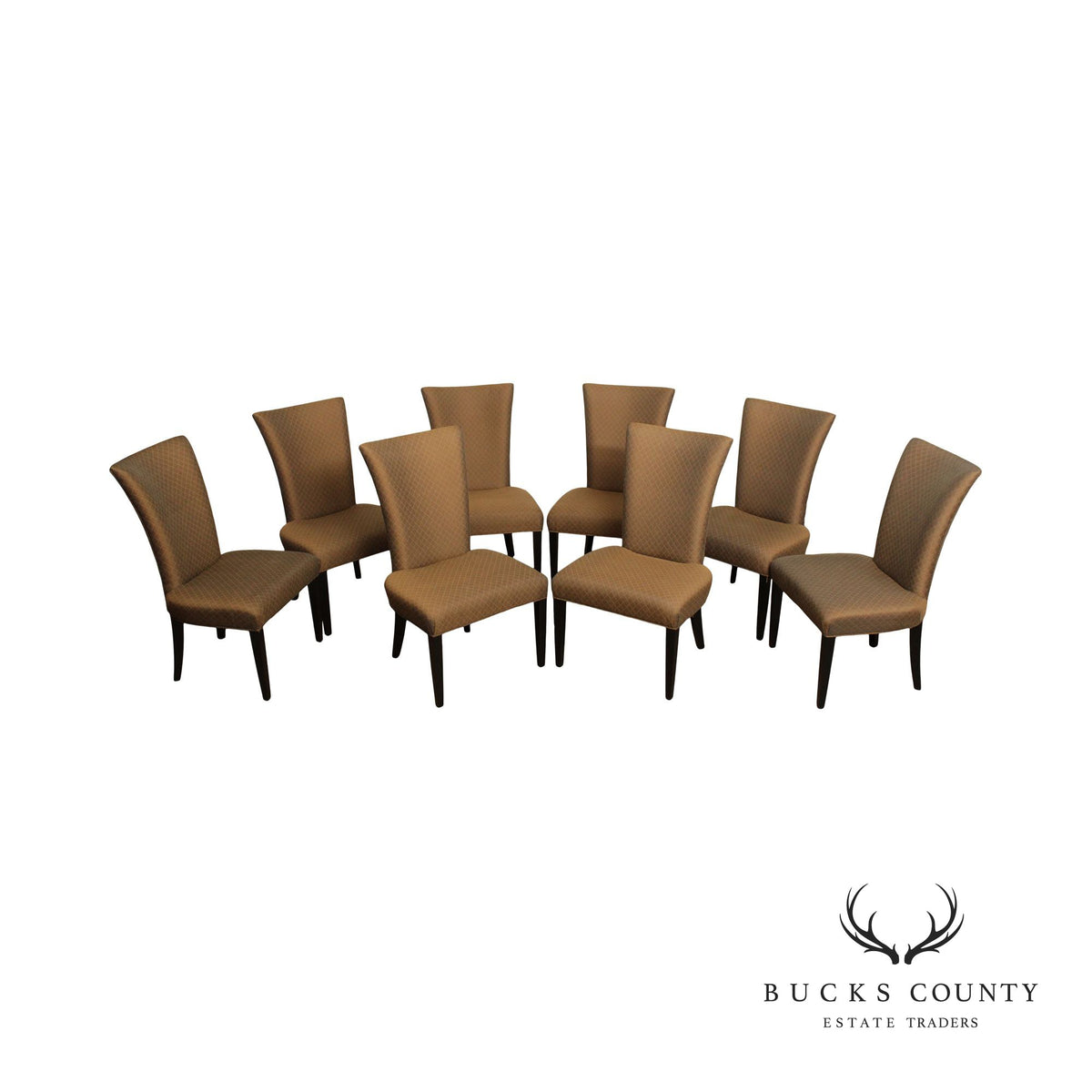 Contemporary Set of Eight Custom Upholstered Dining Chairs