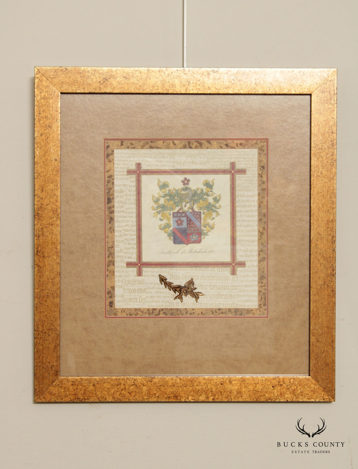 Vintage 'Snellinck de Beteckum' and 'Lamock de Sohier' Coat of Arms Prints, Custom Framed