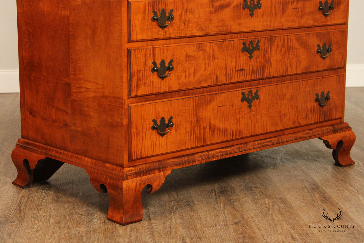 The Federalist Chippendale Style Large Tiger Maple Armoire