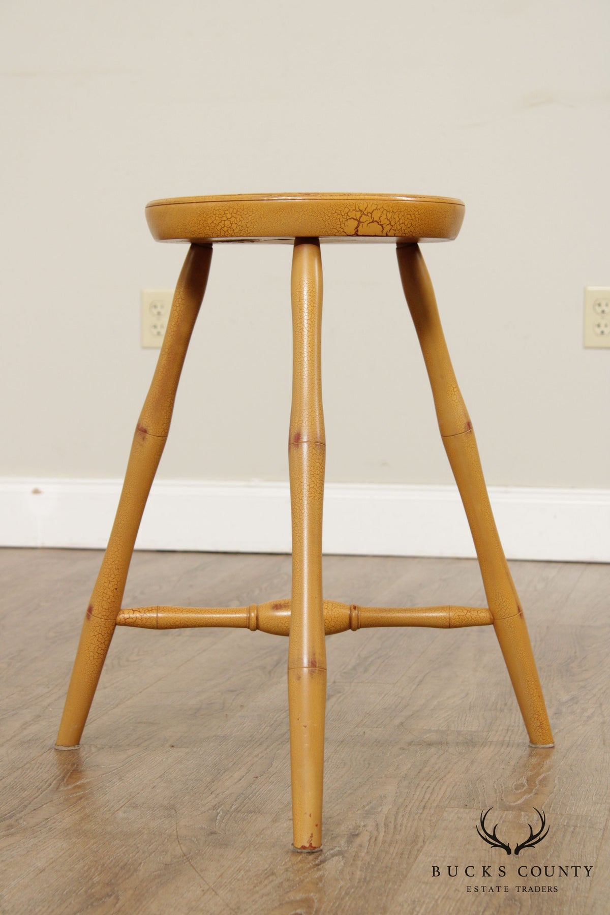 D.R. Dimes Mustard Yellow Painted 3 Legged Stool