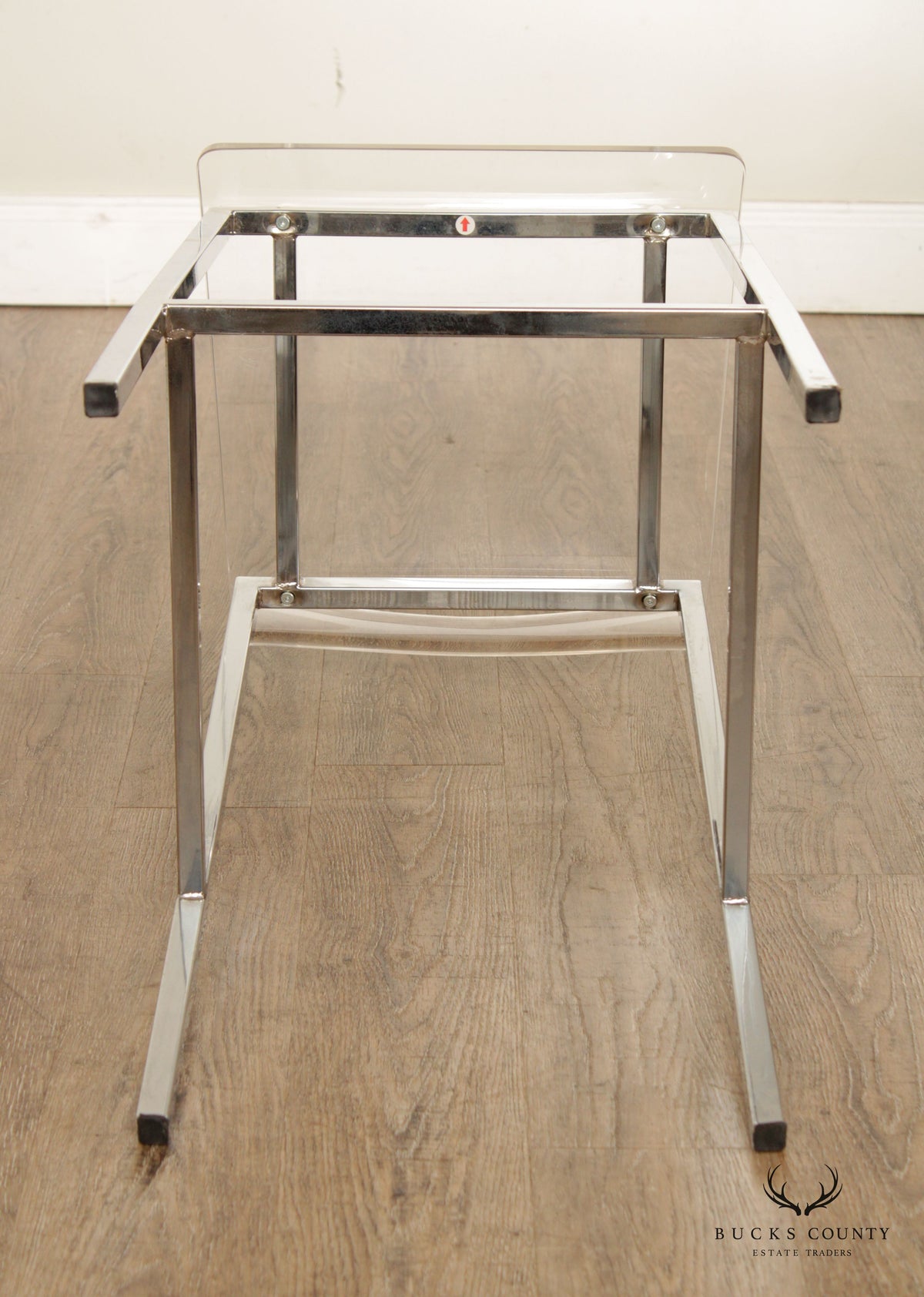 CB2 Post Modern Pair of Chrome and Acrylic 'Chiaro' Bar Stools