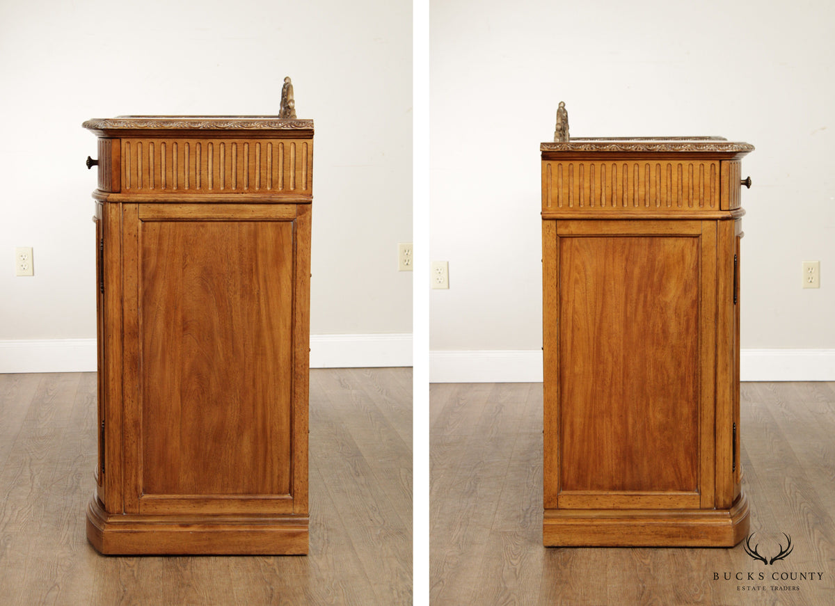 Schnadig Burl Wood French Style Marble Top Sideboard