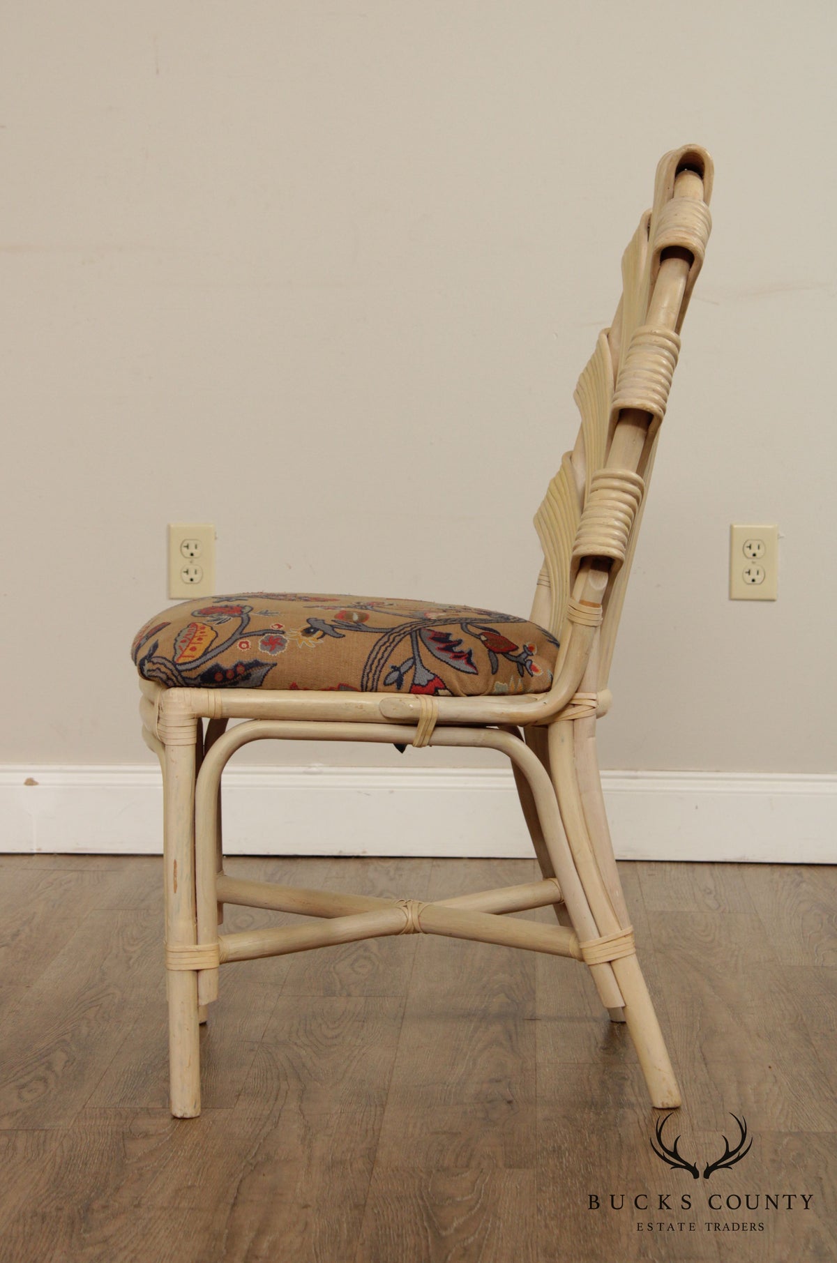 Vintage Rattan Cream Lacquered Dining Chair