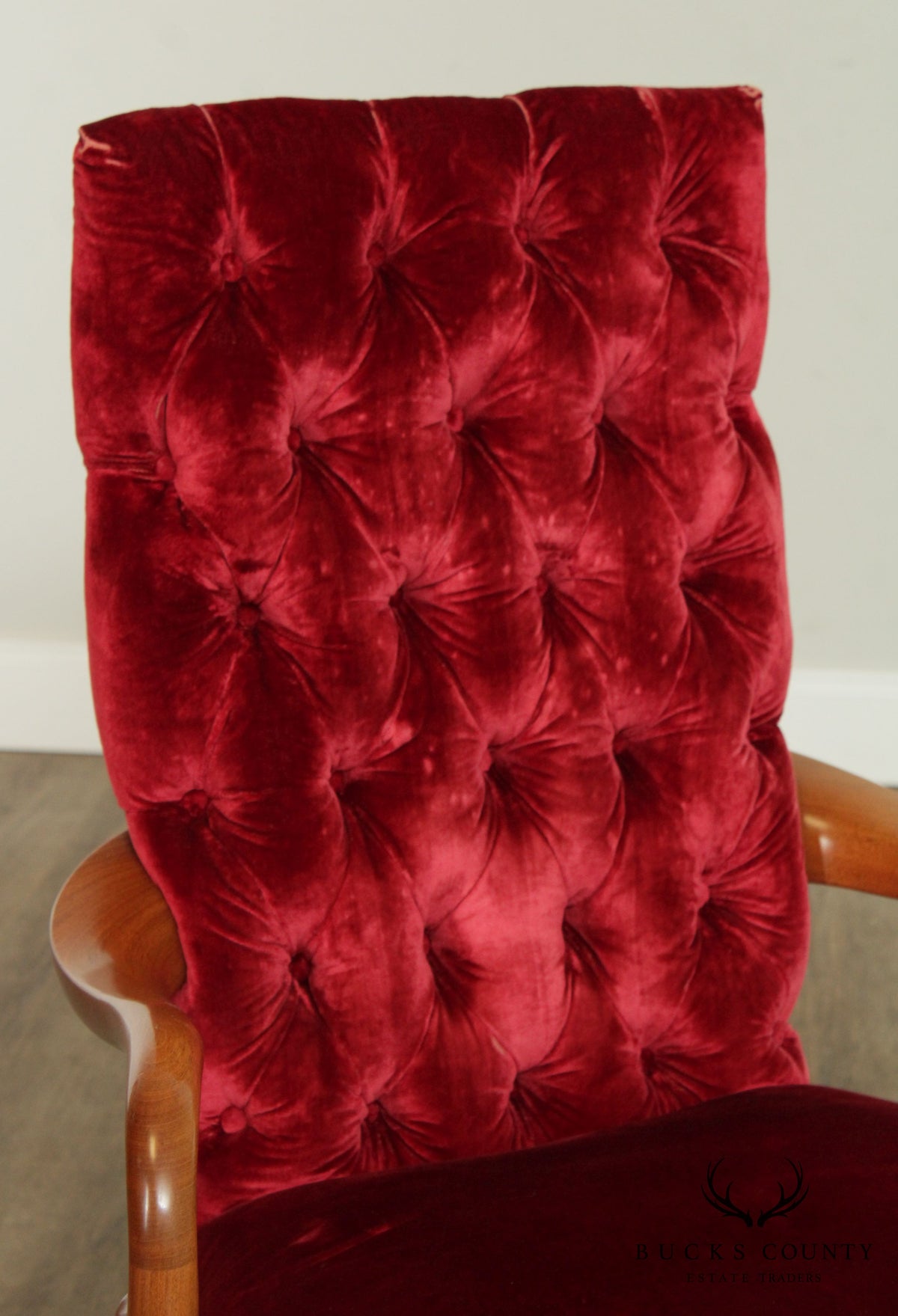 Vintage Pair Custom Quality Walnut Queen Anne Armchairs