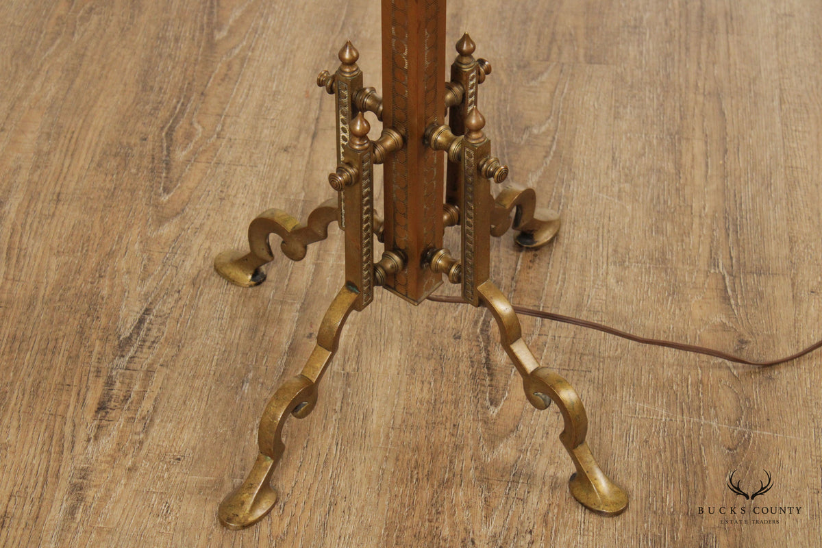 Aesthetic Movement Antique Brass Adjustable Height Floor Lamp