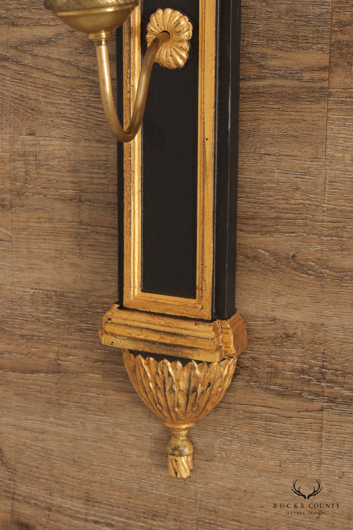 Egyptian Revival Style Pair of Partial Gilt Wall Sconces
