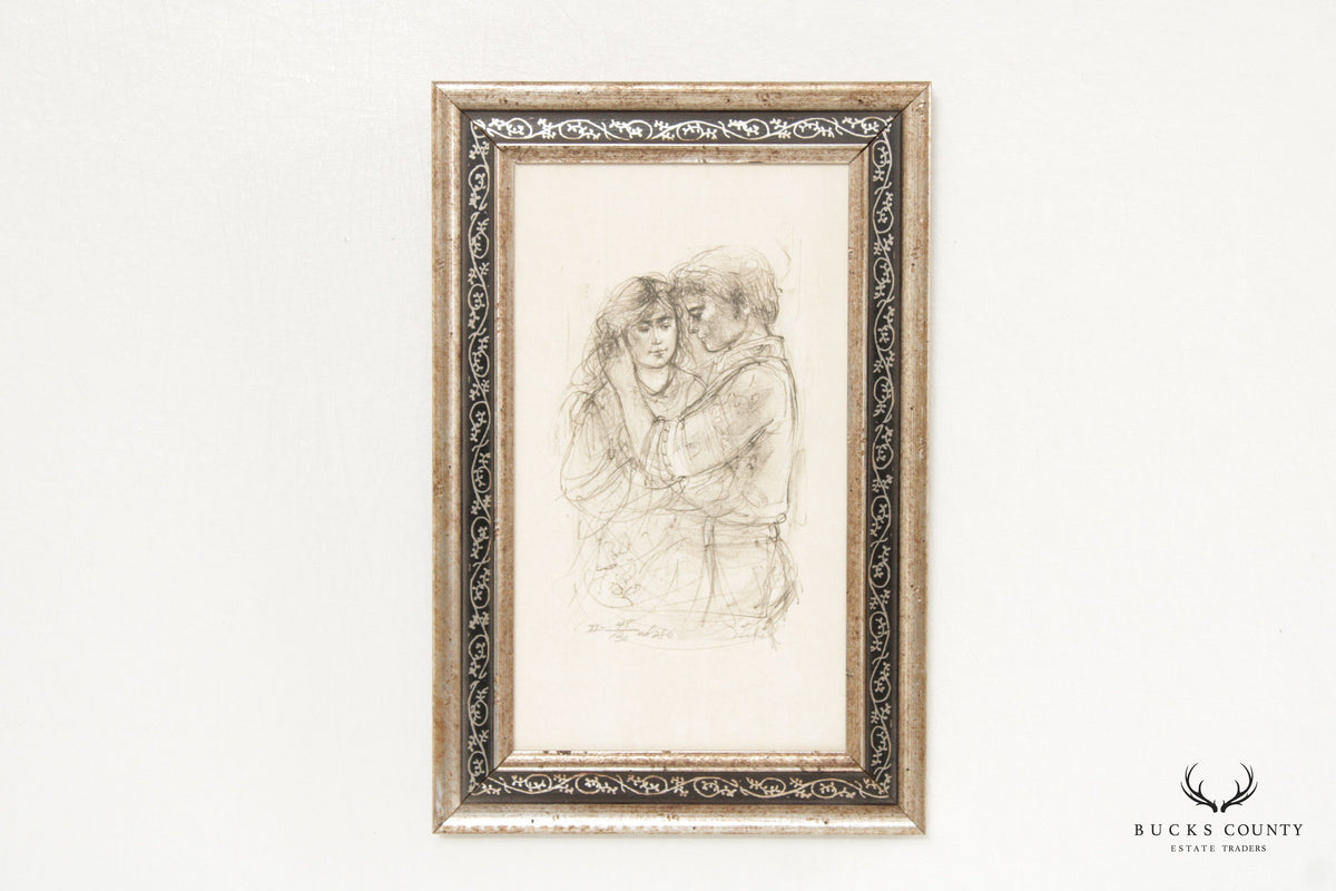 Edna Hibel Custom Framed Print, Young Couple