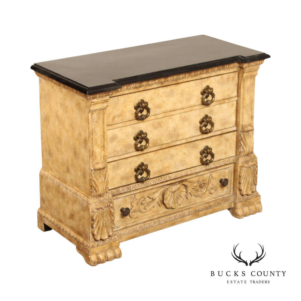 Italian Renaissance Style Tessellated Marble Top Commode