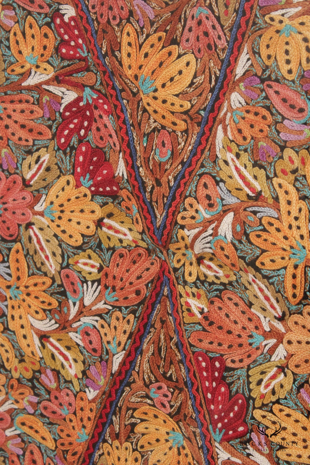 Kashmiri Style Hand Embroidered Crewel Framed Textile
