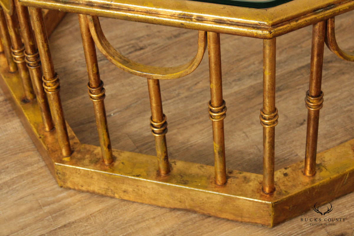 Hollywood Regency Gilt Iron Octagonal Coffee Table