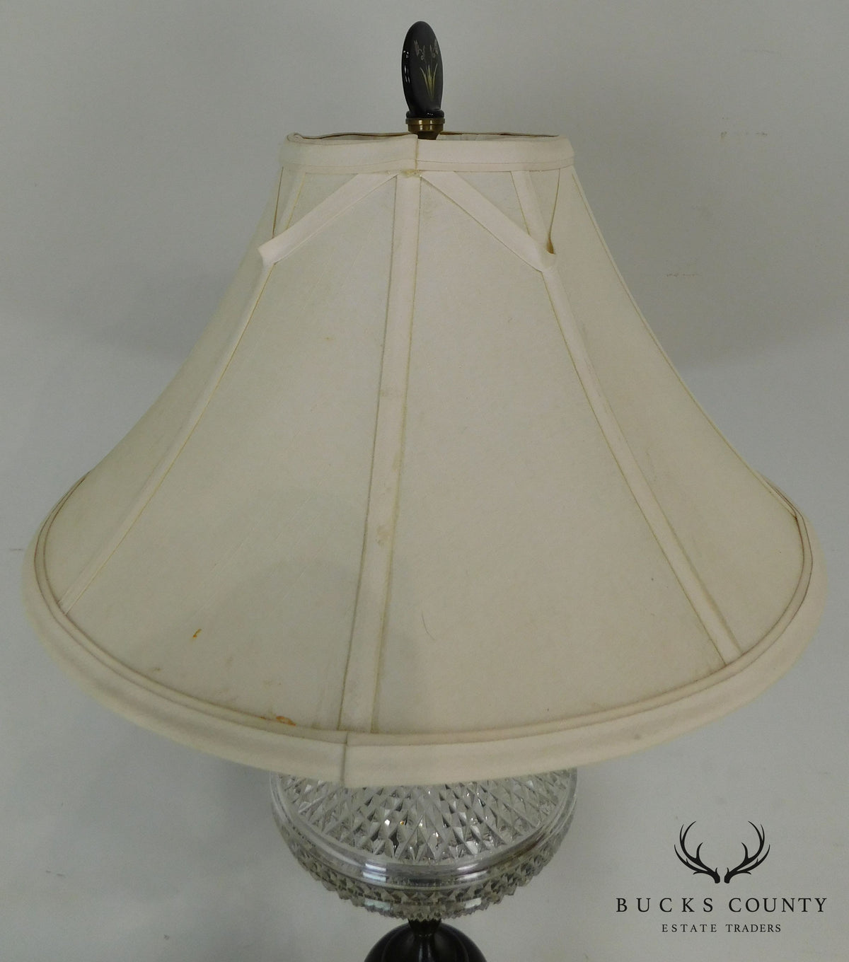 Aesthetic Movement Stork/Crane Figural Black Painted Bronze Table Lamp with Shade