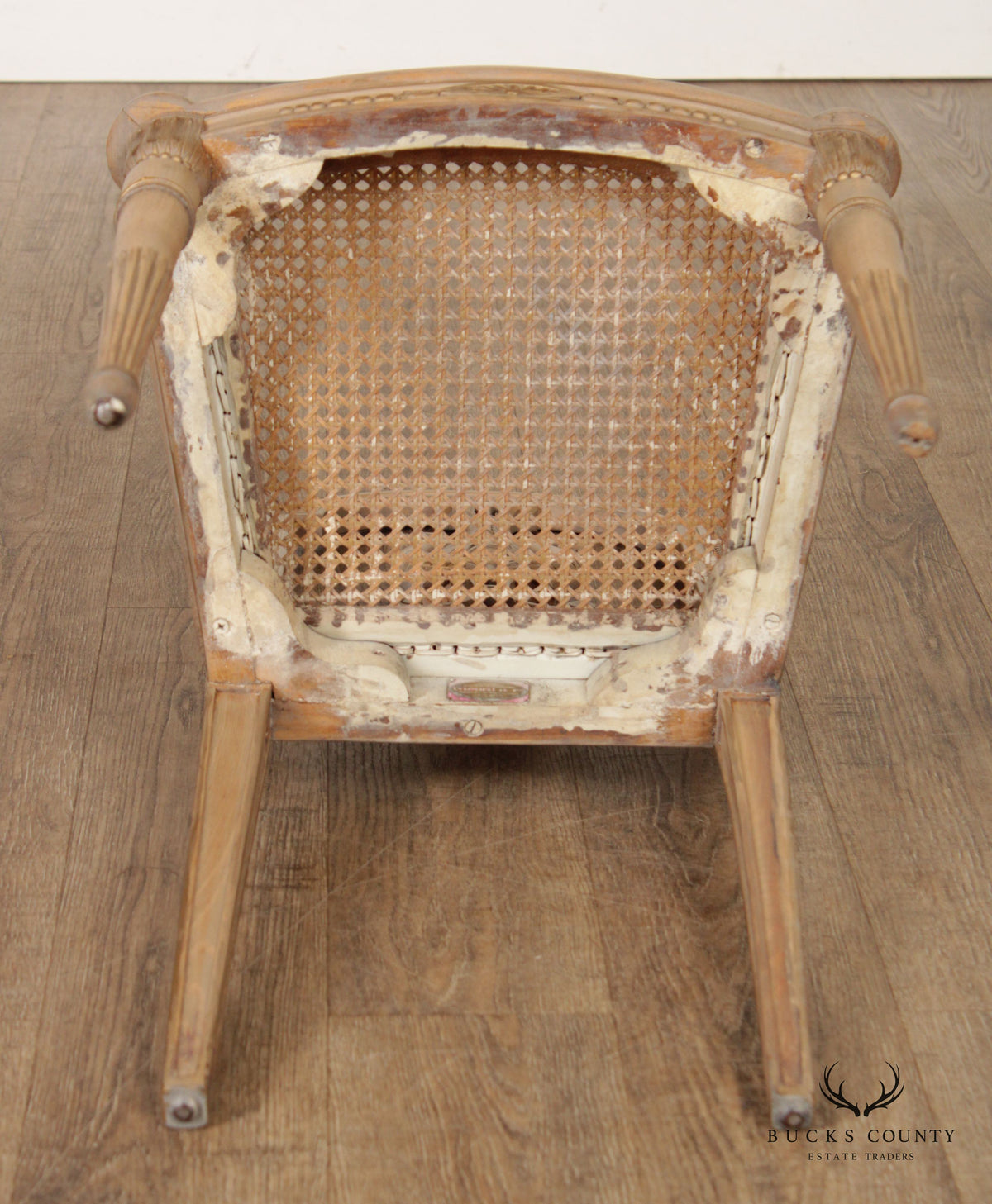 Cassard Et Cie. French Empire Style Polychrome Painted Cane Side Chair