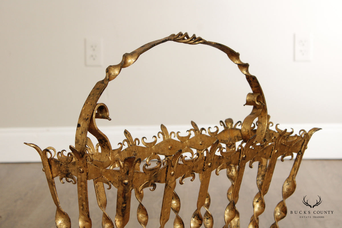 Mid Century Italian Gilt Metal Magazine Holder