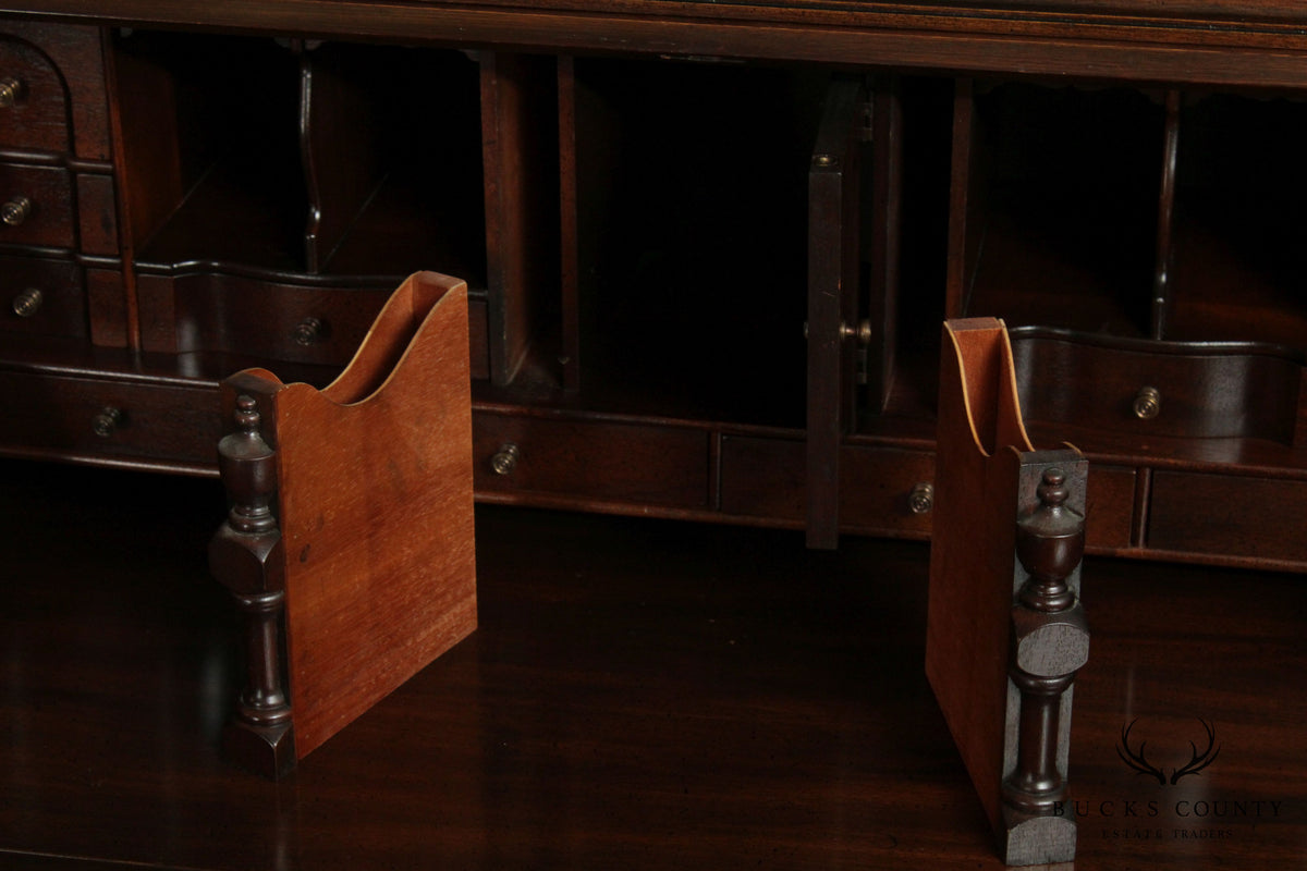 Maddox Chippendale Style Vintage Mahogany Block Front Secretary Desk