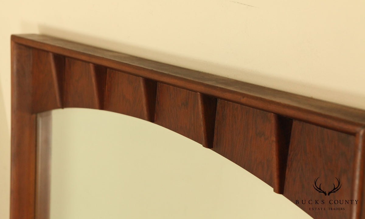 Mid Century Modern Walnut & Rosewood Frame Mirror