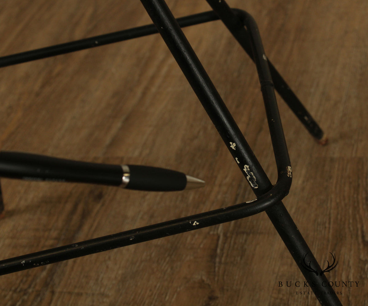 Mid Century Modern Pair Wrought Iron Barstools