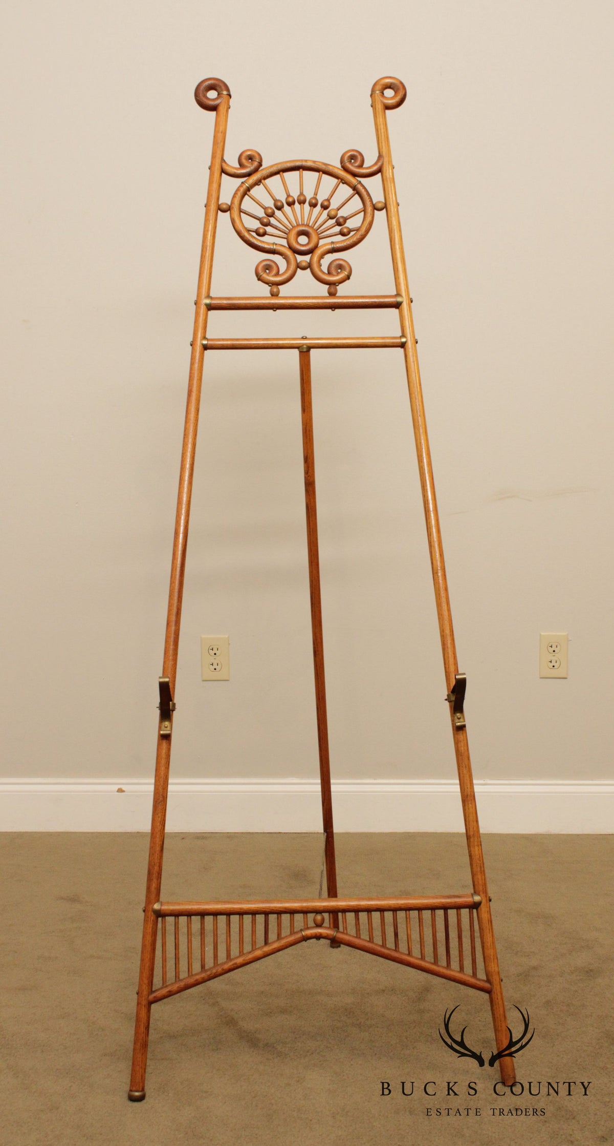 Antique Victorian Oak Stick & Ball Easel