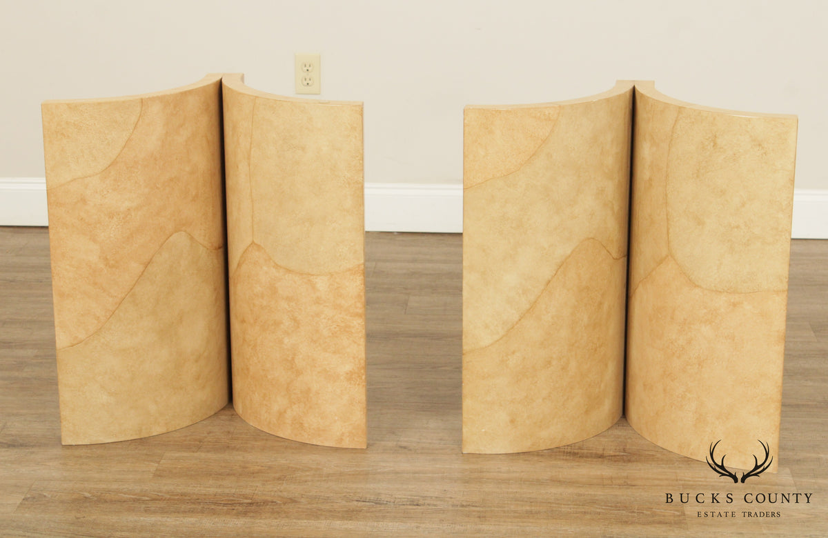 Vintage Postmodern Faux Goatskin Sculptural Table Bases