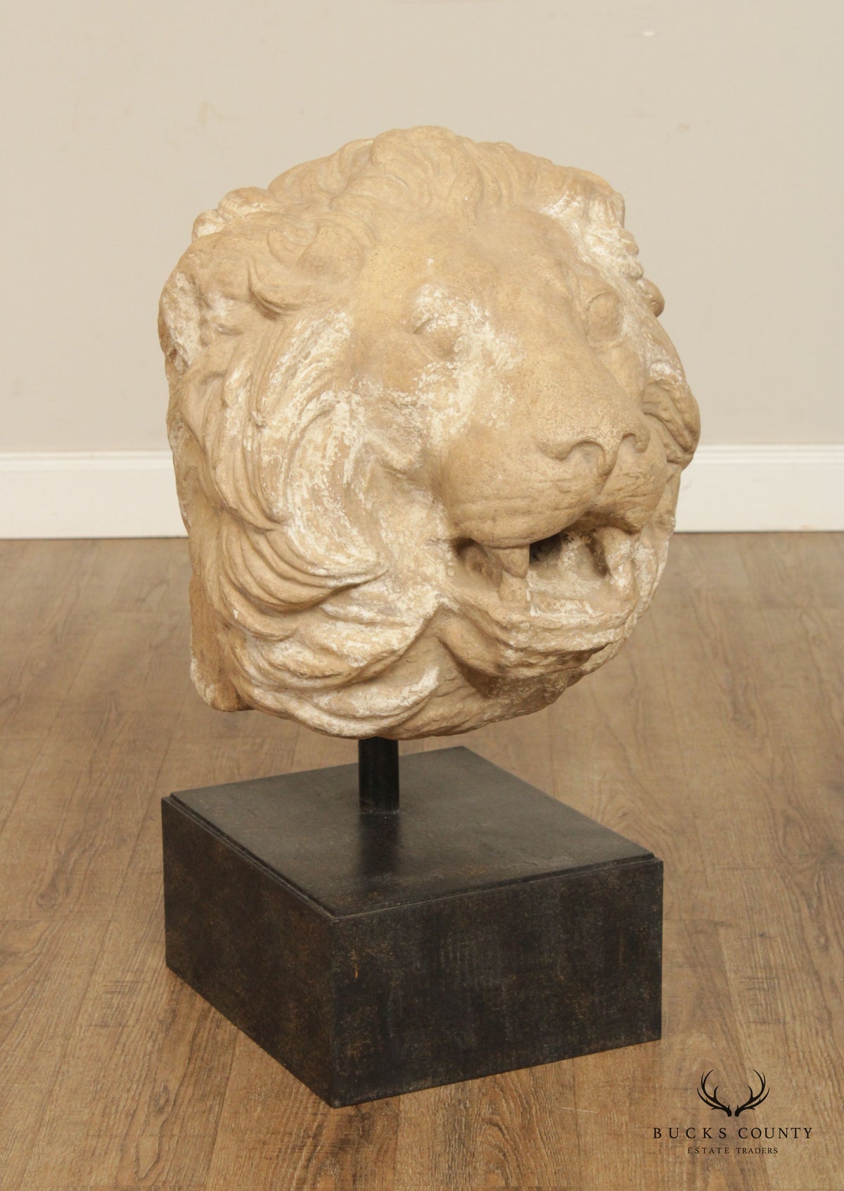 Lion Mask Casted Stone Architectural Detail Sculpture