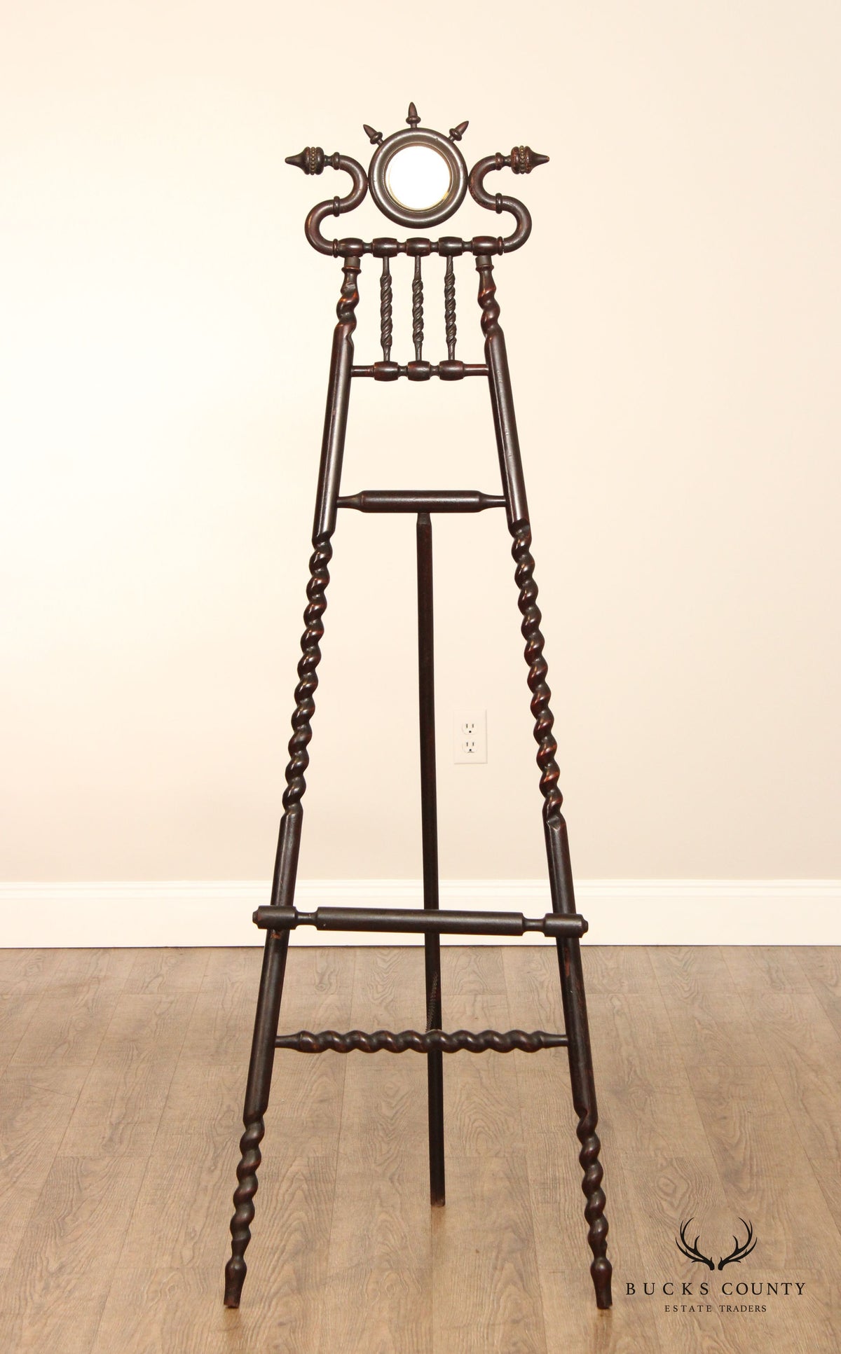 Antique Victorian Carved Stick and Ball Display Easel