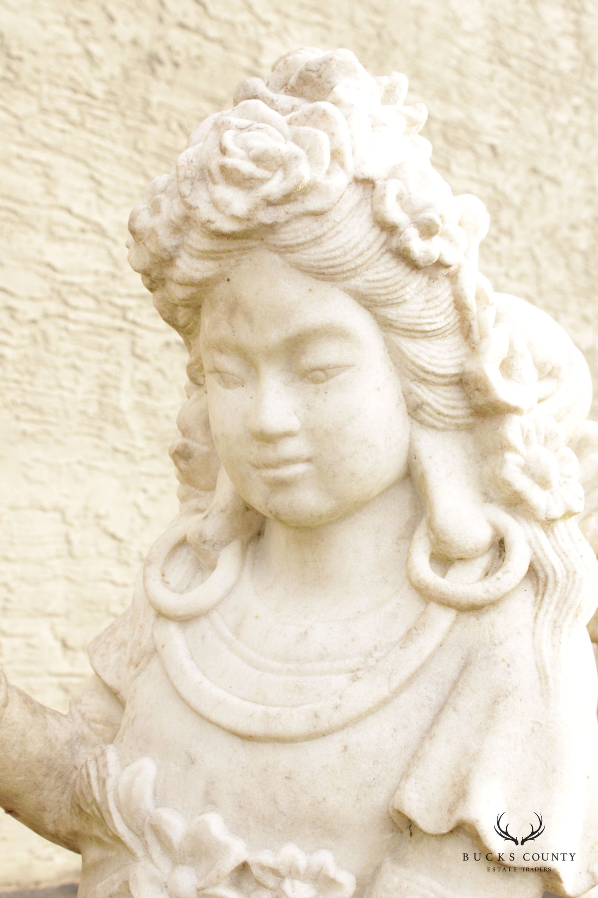 Asian Style Large Figural Marble Outdoor Garden Statue