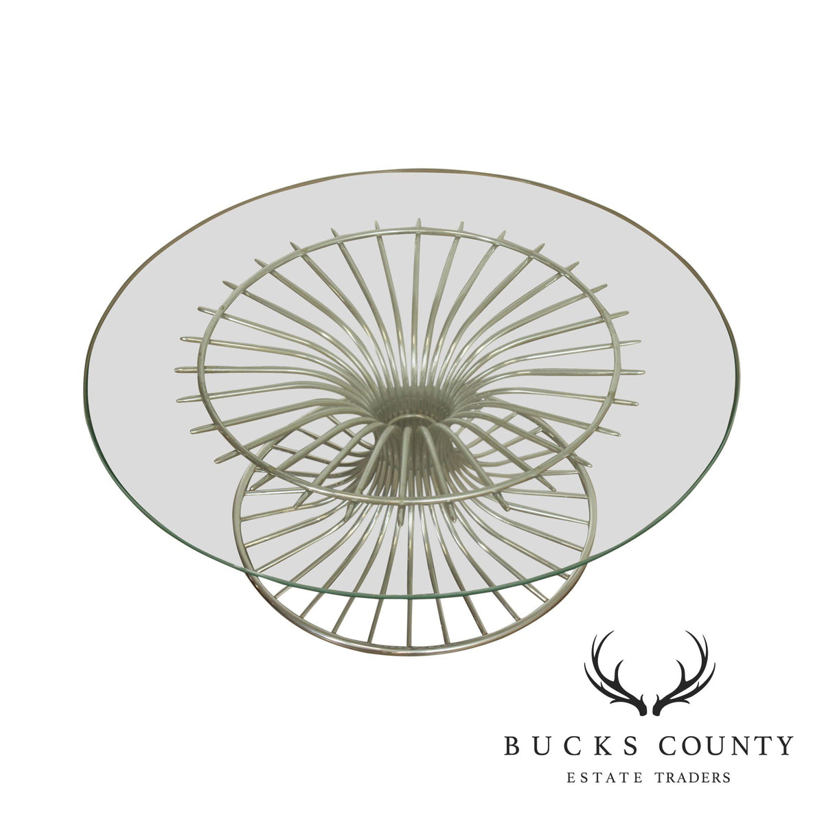 Gastone Rinaldi Italian Postmodern Chrome Base Round Glass Top Coffee Table