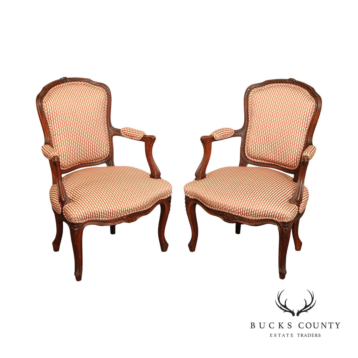 Antique French Louis XV Style Pair of Fauteuil Armchairs