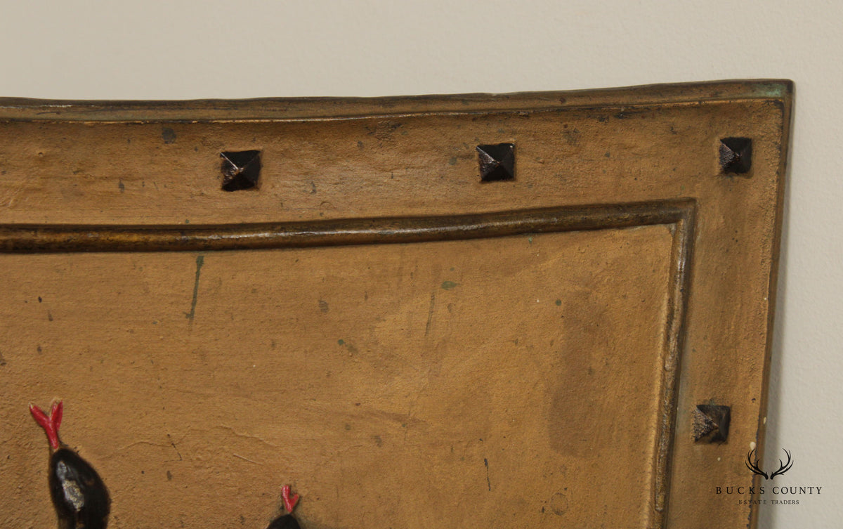 Antique Hand Painted Cast Iron Medusa Shield