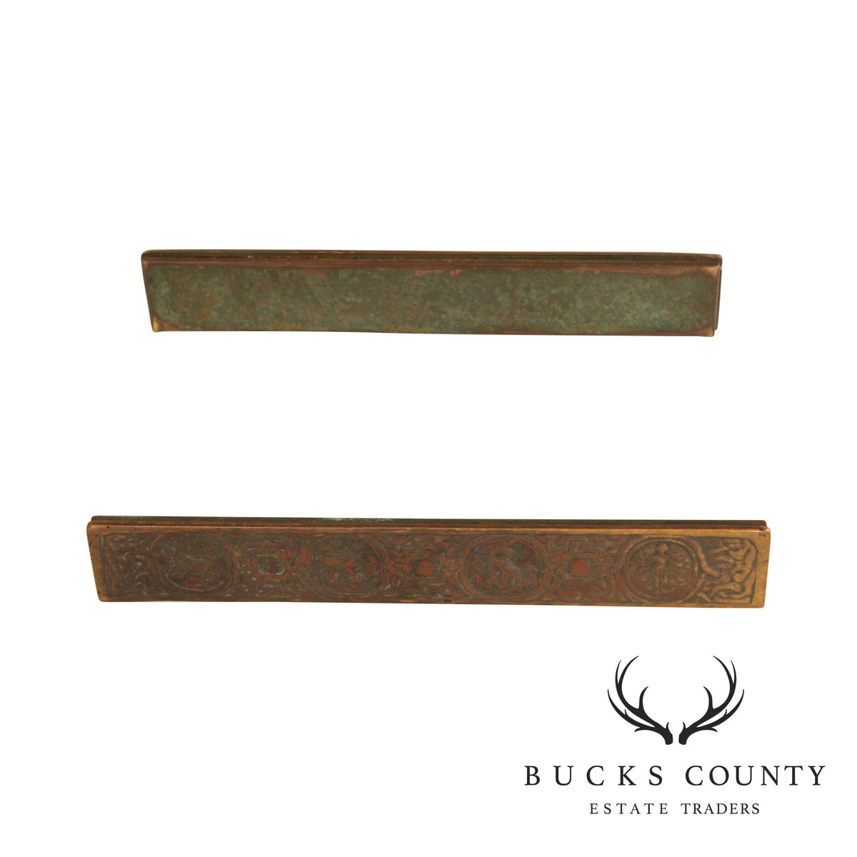 Tiffany Studios Bronze Zodiac Blotter Ends